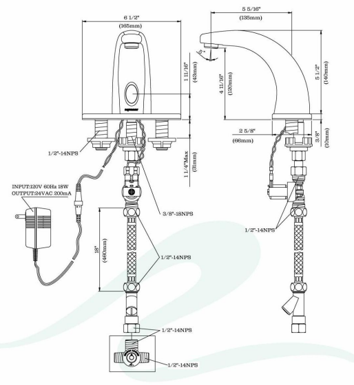 A1870 AC Faucet Lavatory w/ plug-in 120/24 VAC