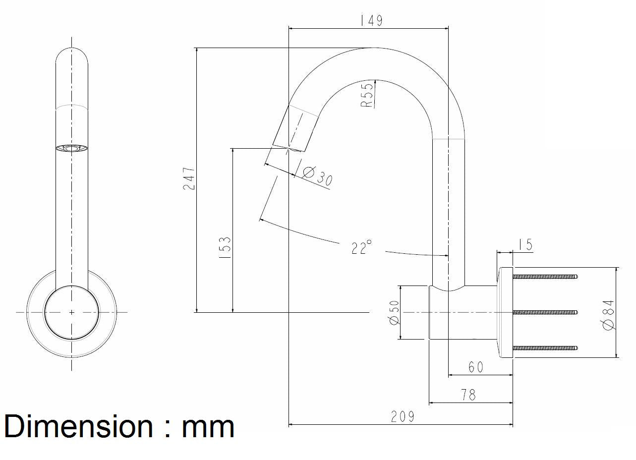 061100AC Wall Mounted Gooseneck Electronic Faucet